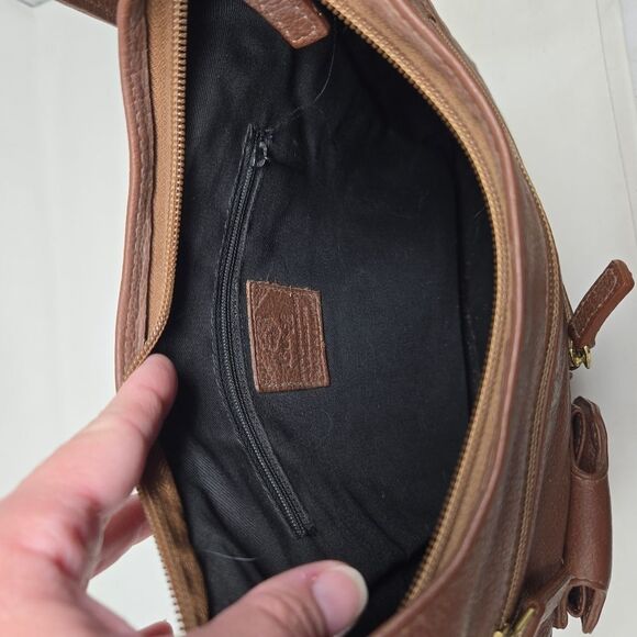 JP Ourse & Cie Brown Pebble Leather Traveler Crossbody Bag Purse Hidden Wallet - Picture 7 of 11